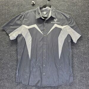 Polaris Slingshot Shirt Mens 2XL Black Gray Racing Mechanic Button Up Logo